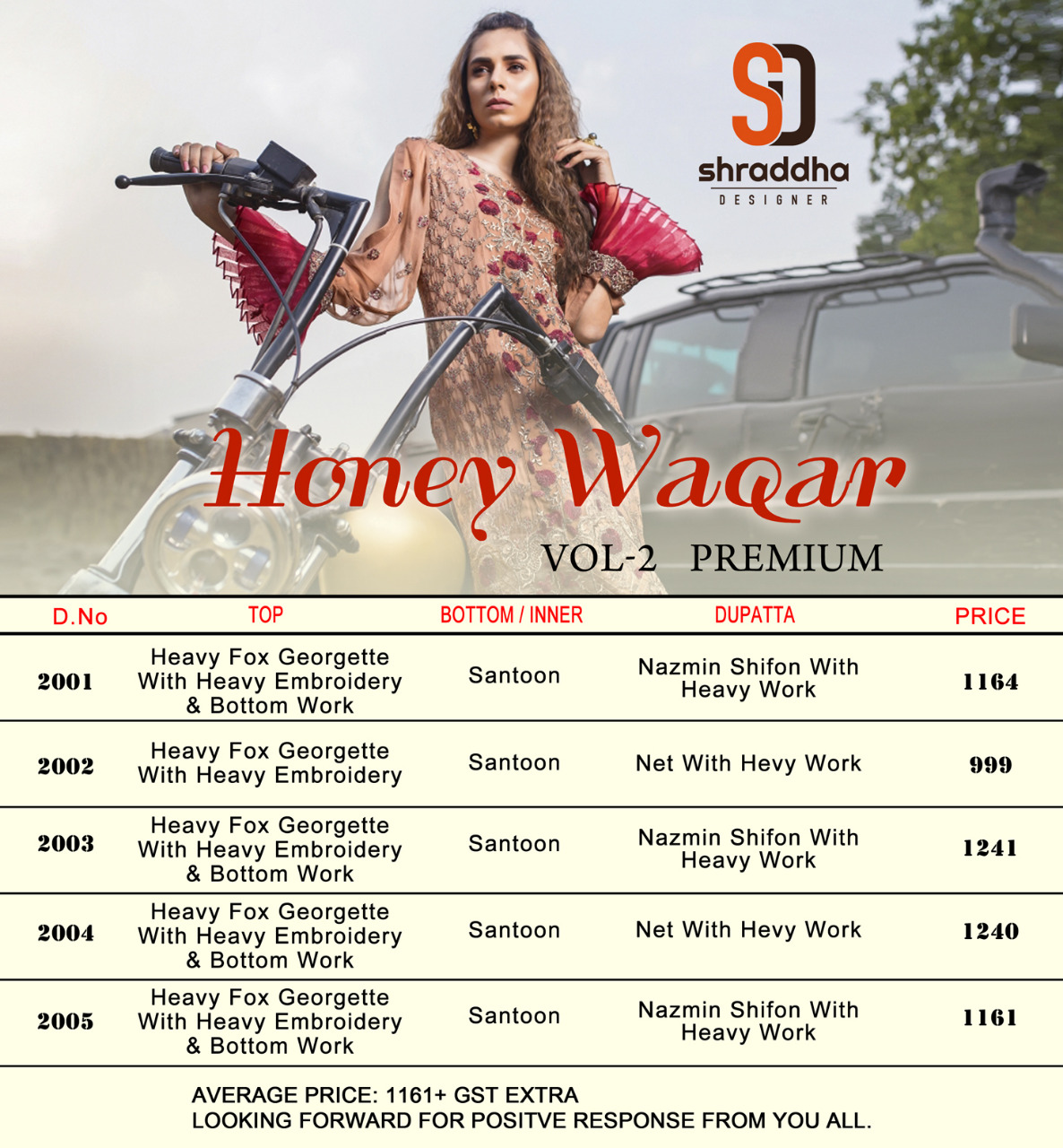 Shraddha designer presents honey waqar vol 2 premium fancy collection of salwar kameez