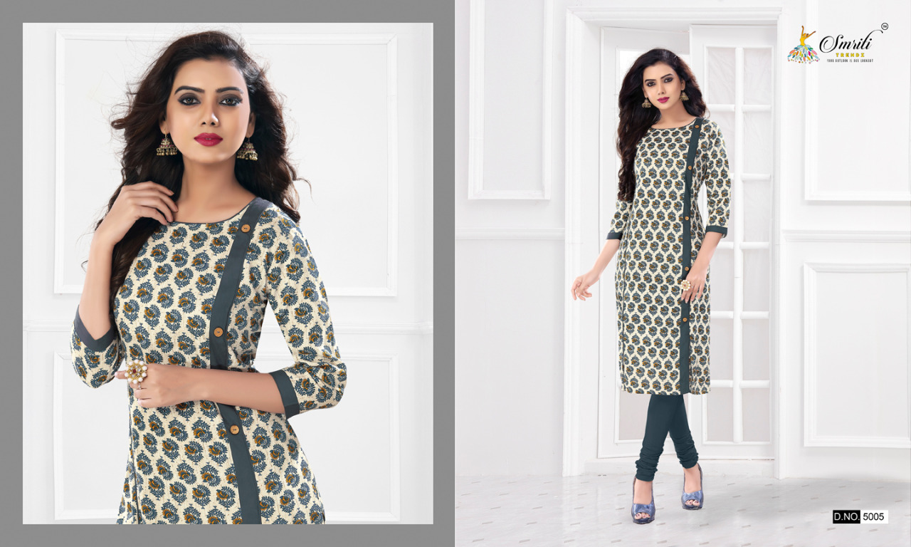Smriti trendz presents blossom casual fancy wear kurtis concept