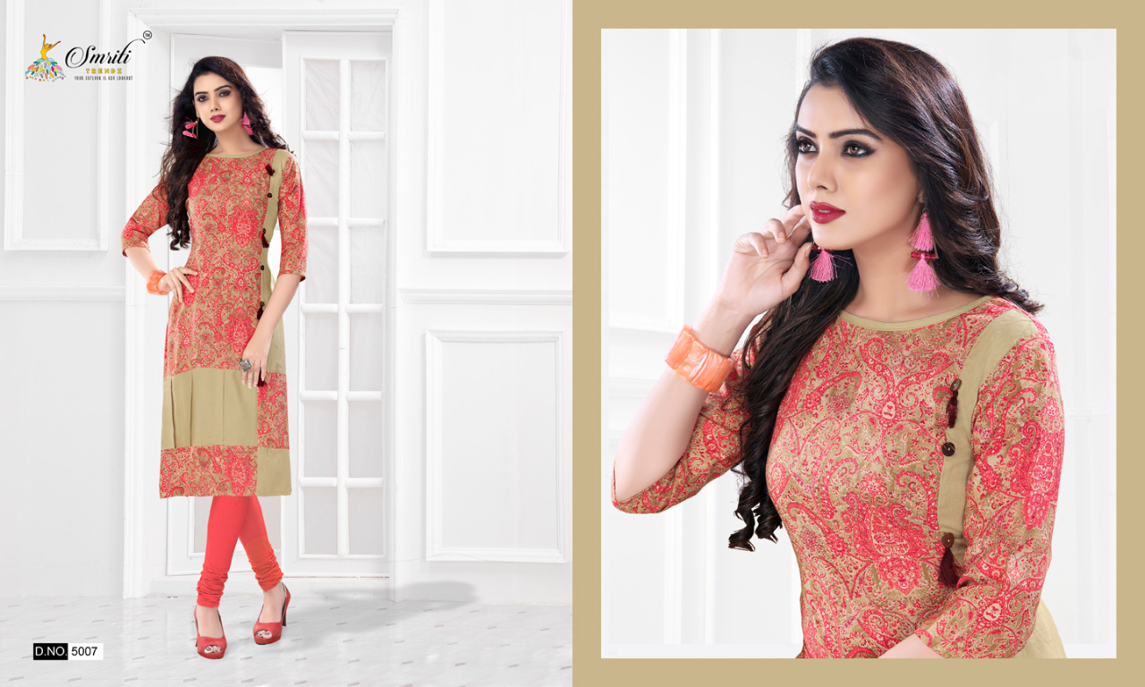 Smriti trendz presents blossom casual fancy wear kurtis concept