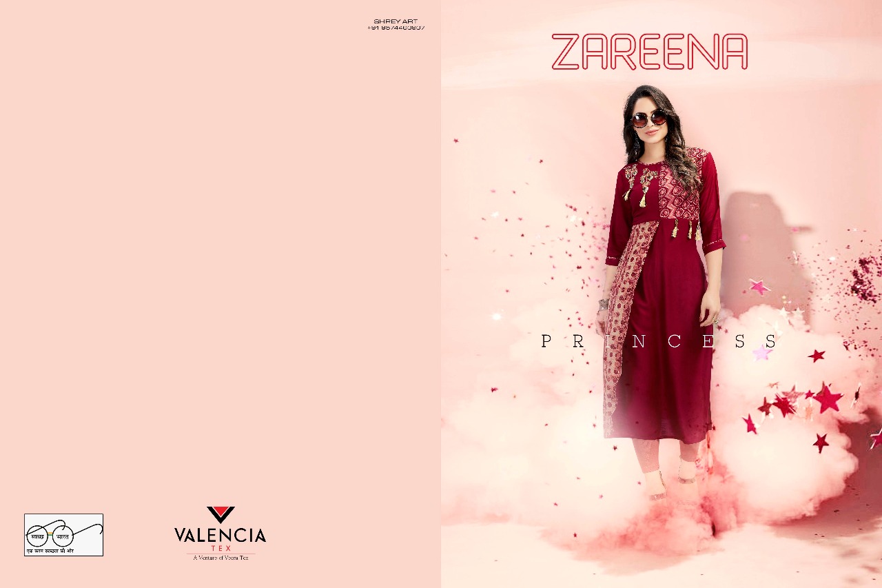 Valencia tex presenting zareena casual stylish wear kurtis concept