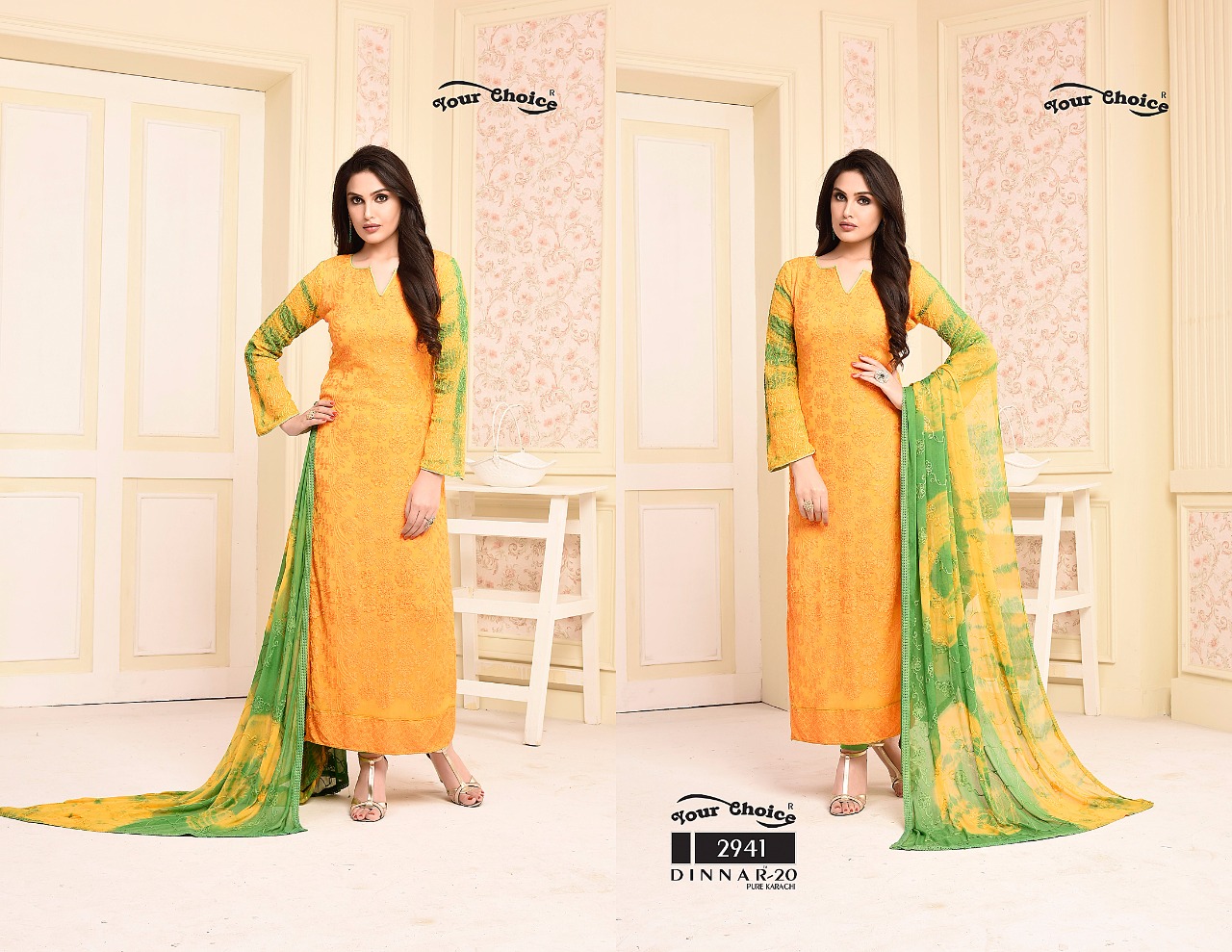 Your choice presents dinnar TM 20 stylish casual wear pure chiffon salwar kameez collection