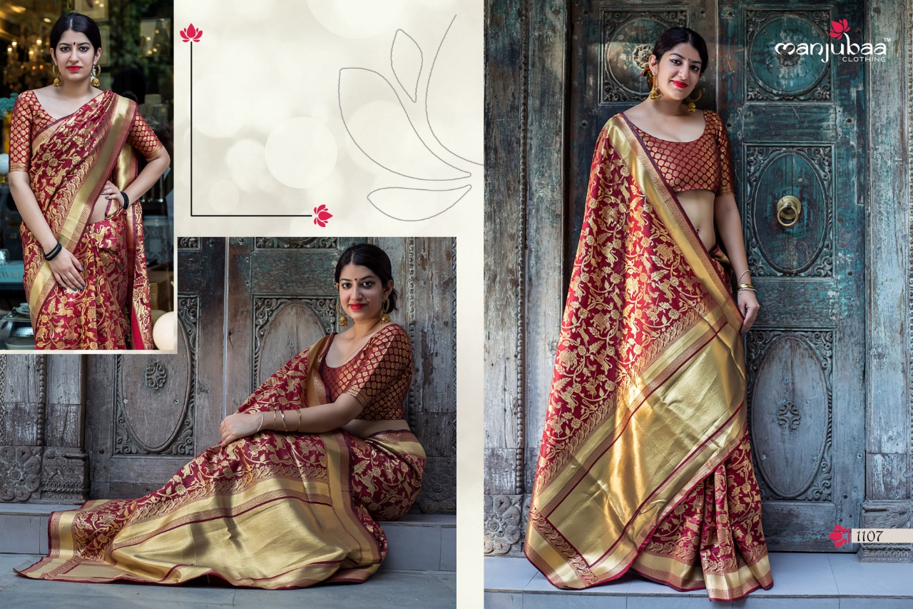 Manjubaa clothing presents lotus vol 11 traditional rich look sarees collection