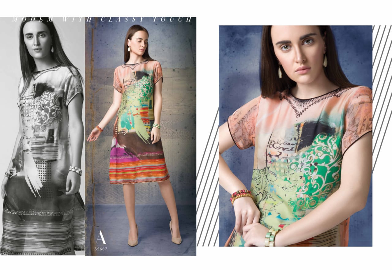 Arena fashion Presenting feminista crystal casual checks design kurtis concept