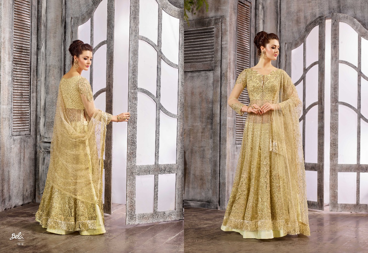 Bela fashion presents celebrations heavy traditional wear indo western gown concept