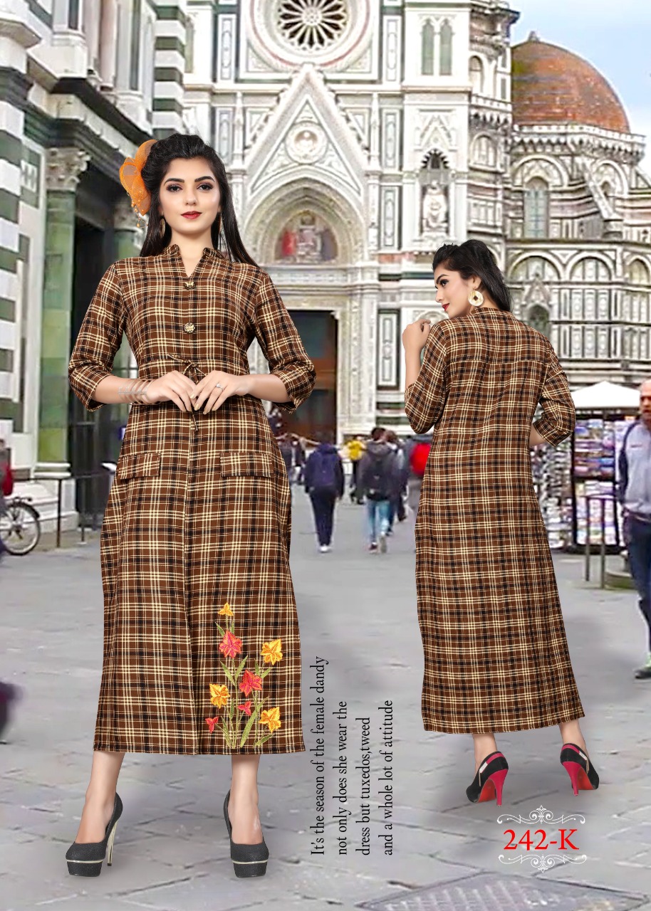 Dhanyawad presenting Casual ready to wear with checks pattern kurtis concept