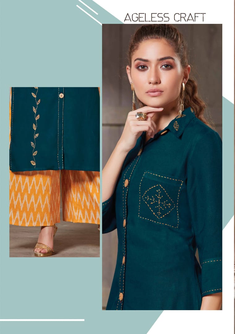 Feminista presents hashtag 2 semi casual wear beautiful kurti with plazzo collection
