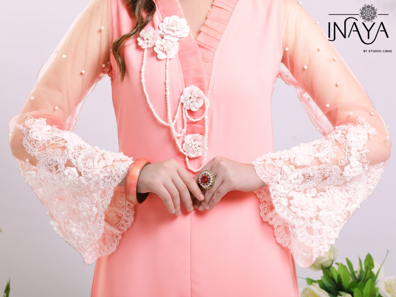 Inaya by studio libas luxury pret collection  presents festive season tunic Style kurti with bell pants concept