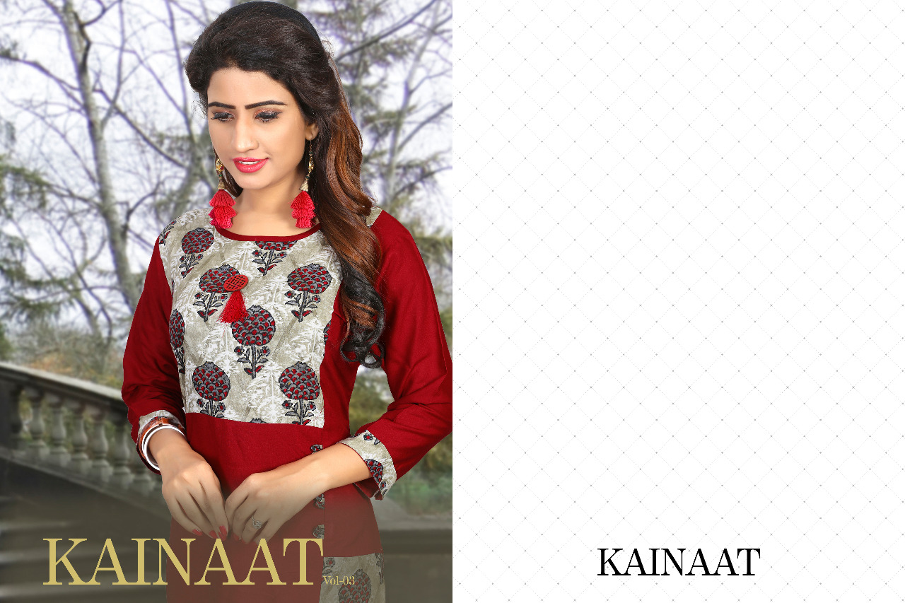 Kainaat presents kainaat vol 3 casual ready to wear kurtis concept