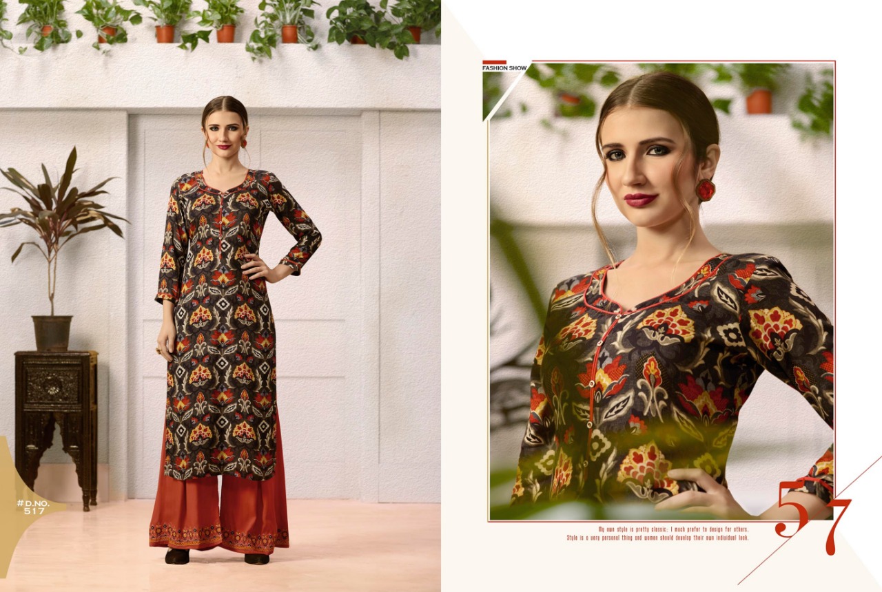 Kajree fashion presents  chambor vol 3 Exclusive embroidery work kurti with plazzo collection