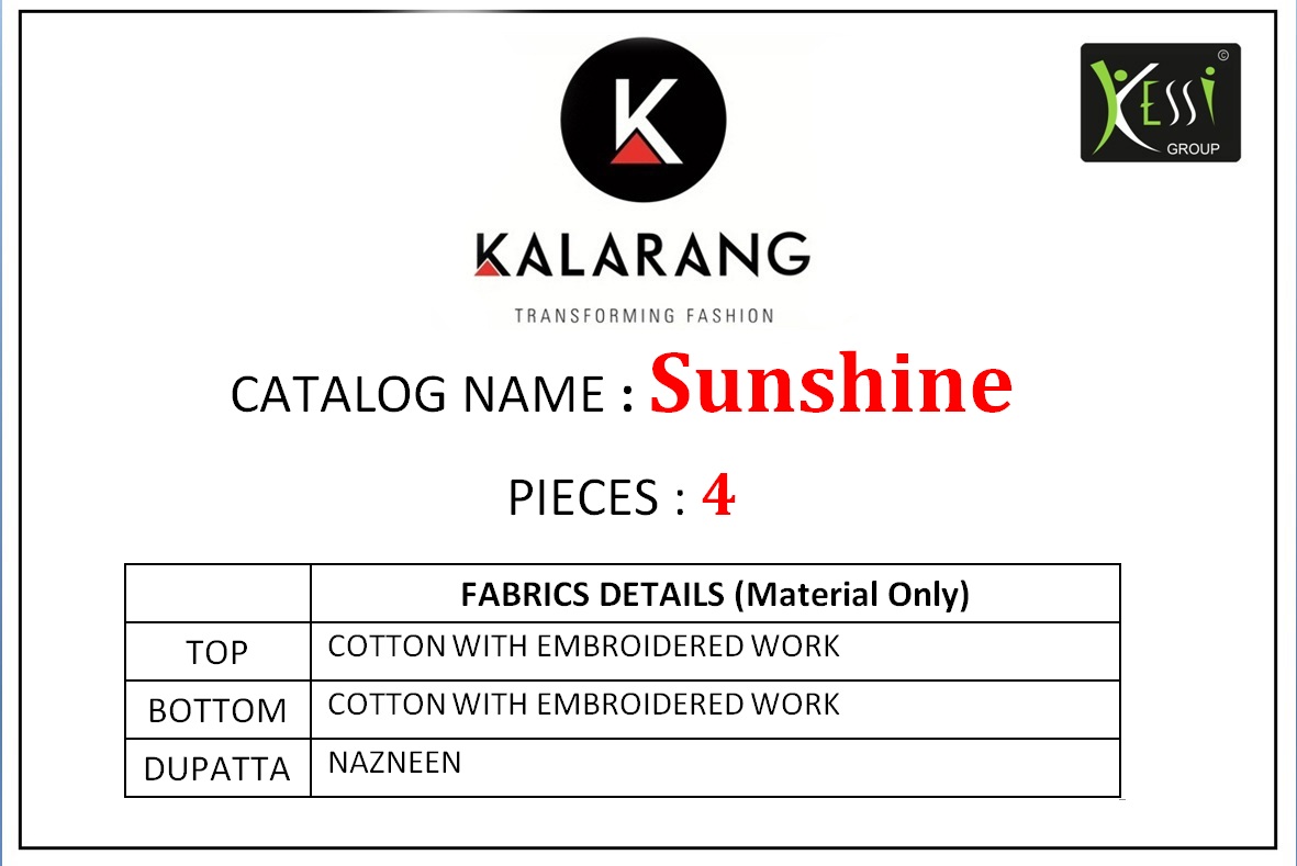 Kalarang creation presenting sunshine casual Cotton wear salwar kameez collection