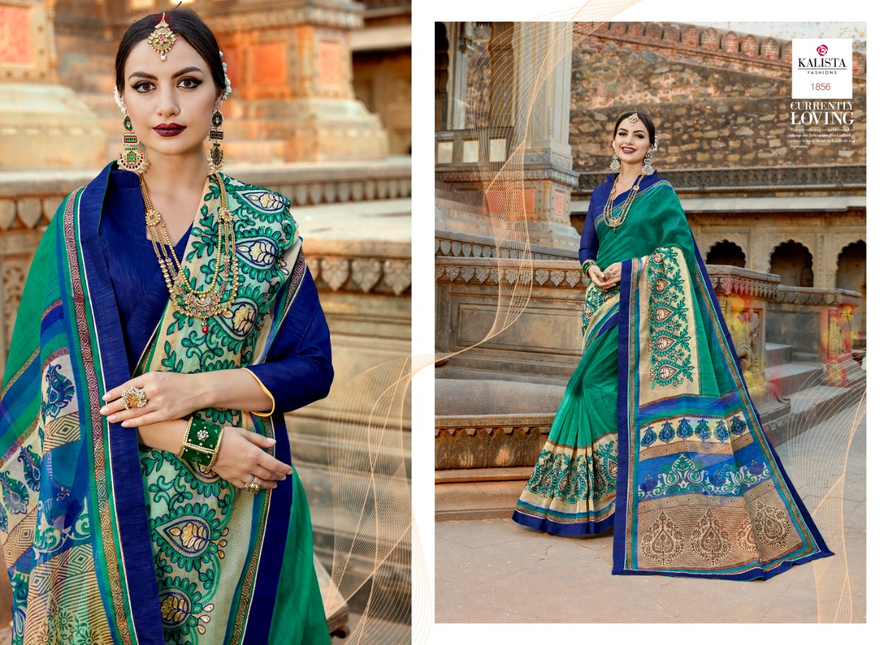 Kalista fashion Presenting kasturi beautiful printed supernet sarees collection