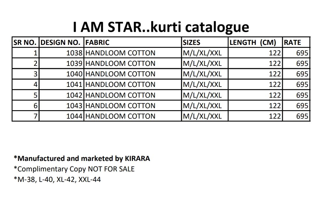 Kirara presents i am star handloom cotton printed Casual kurtis concept