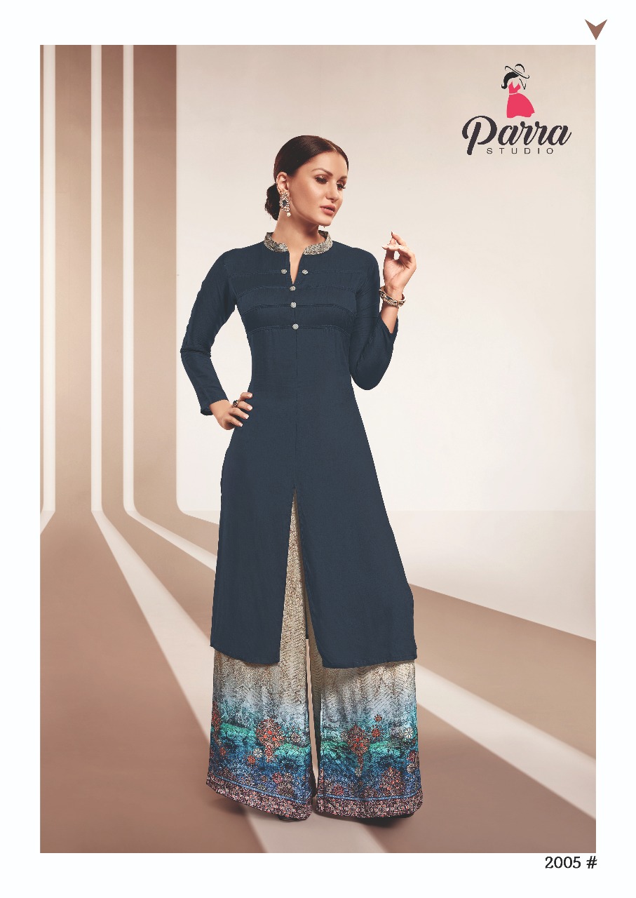 Parra studio presents jiana Stylish casual wear Kurti with plazzo concept