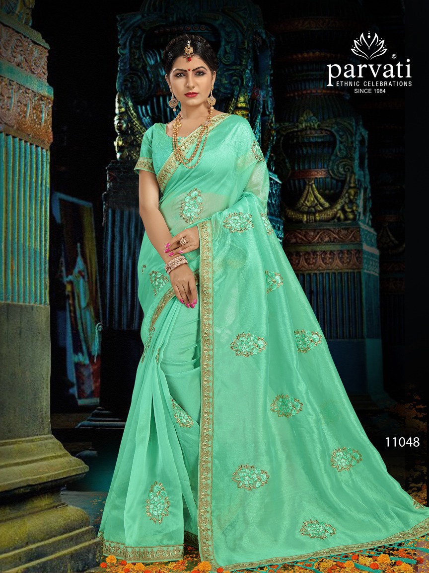 Parvati presenting organza mania vol 1 exclusive trendy look sarees collection