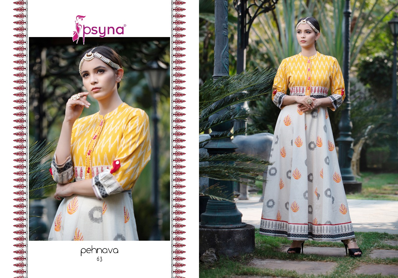 Psyna presents pehnava 6 fancy wear kurtis collection