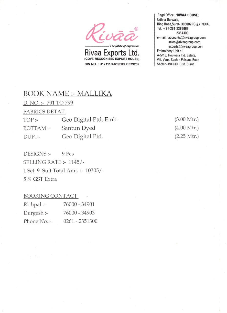 Rivaa presents mallika Collection of printed salwar kameez