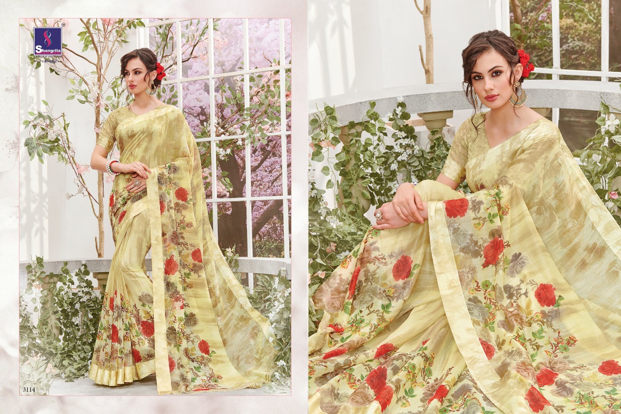 Shangrila presenting kanchana Cotton vol 6 Stylish rich look linen cotton sarees collection