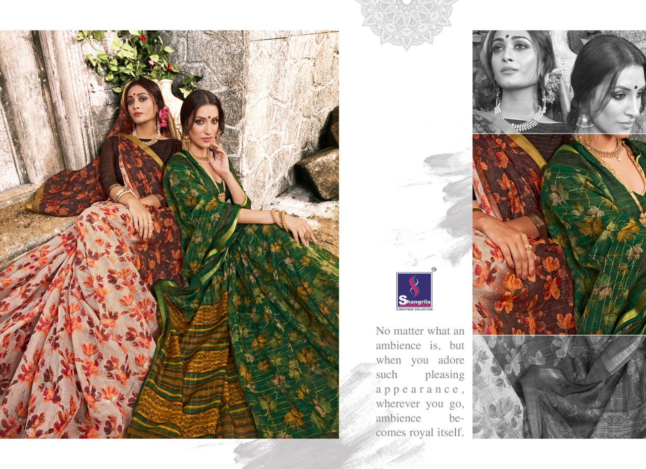 Shangrilla presents aaradhana cotton authentic handloom art printed sarees concept