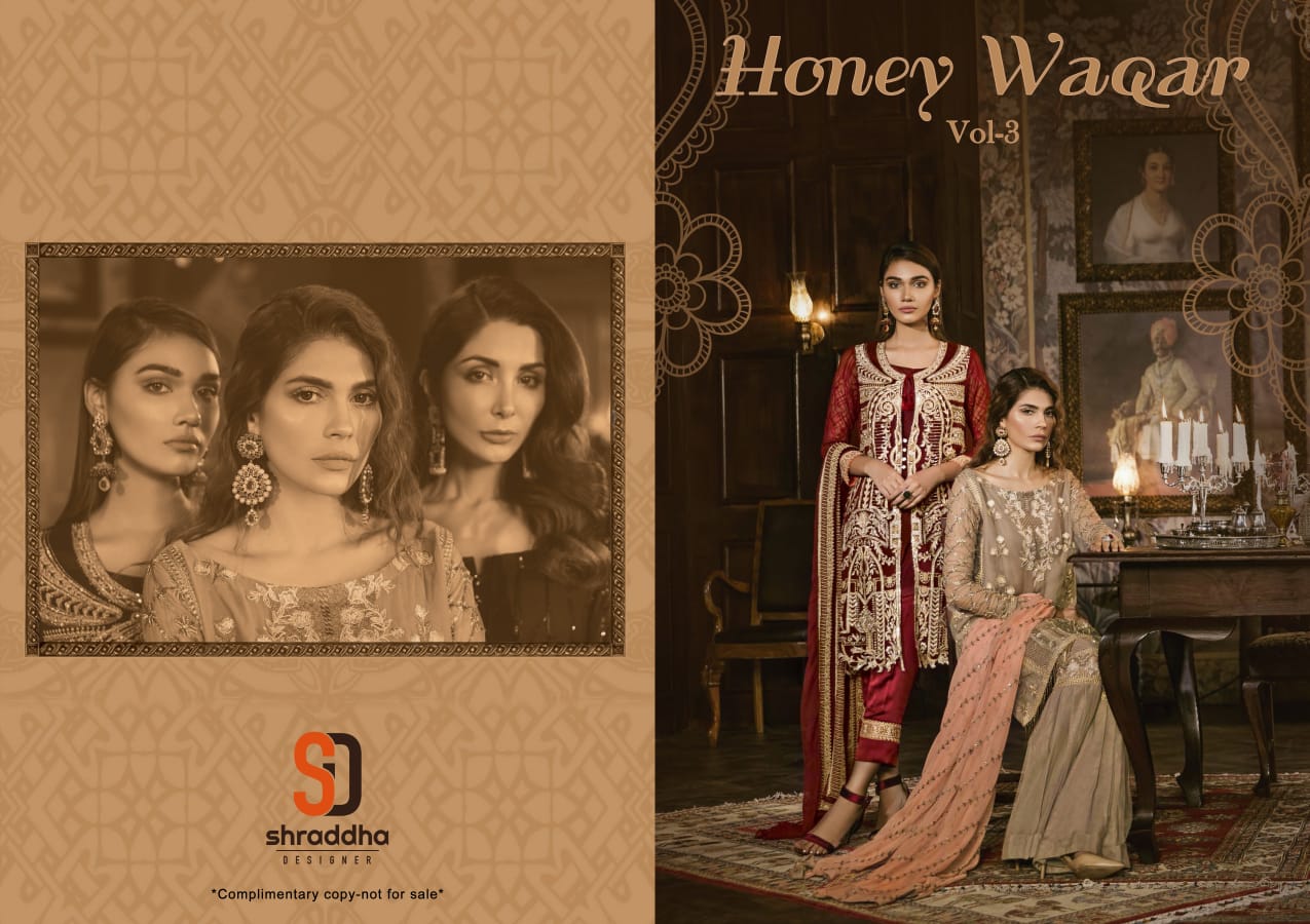 Shraddha designer Presenting honey waqar vol 3 party wear stylish collection of salwar kameez