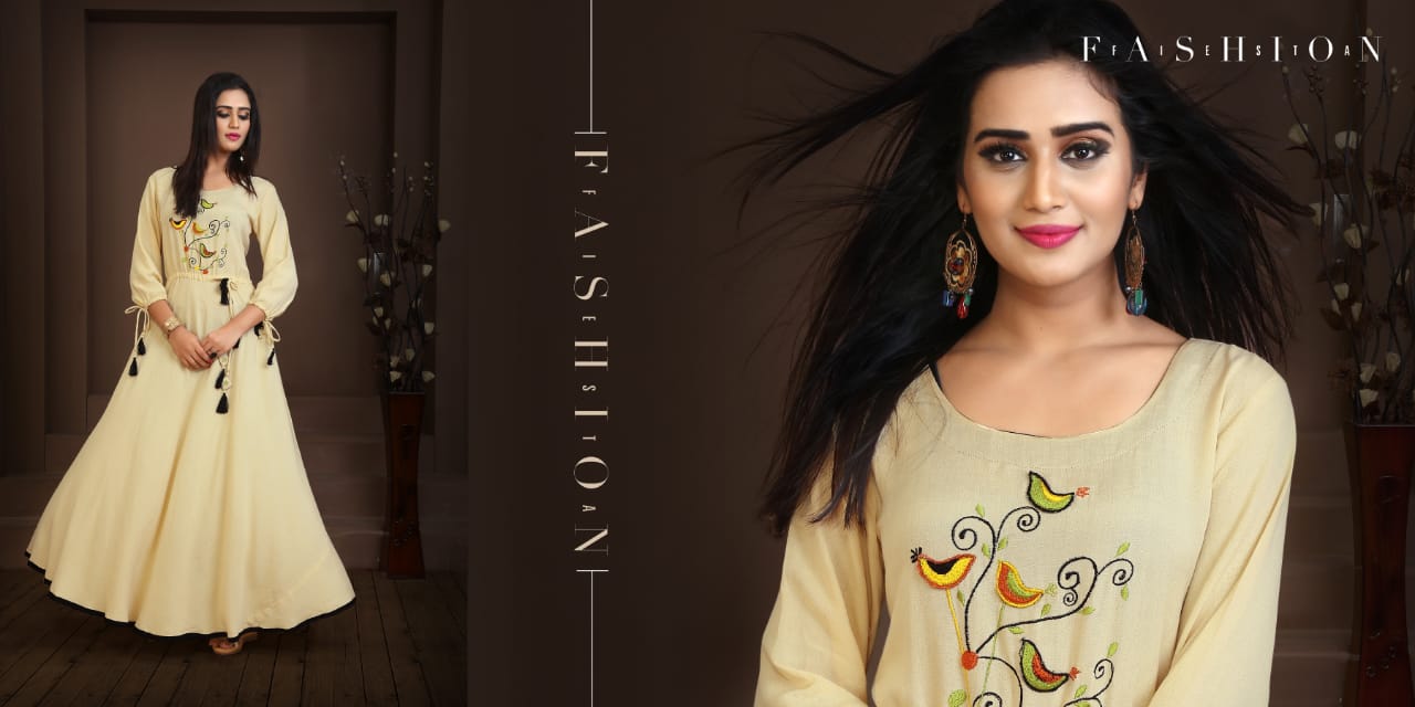 Shree padmavati silk mills presents libaaz trendy look new pattern kurtis concept