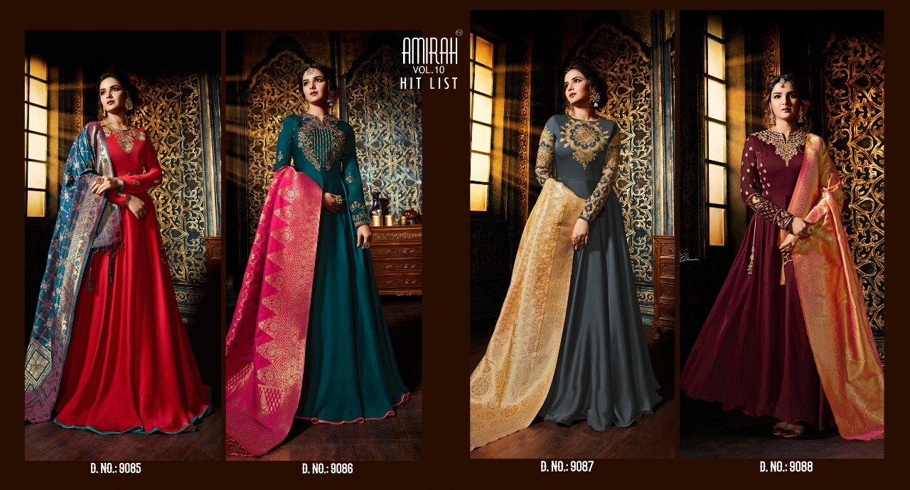AMIRAH presents AMIRAH vol 10 hit list beautiful heavy Designer collection of gown style salwar kameez