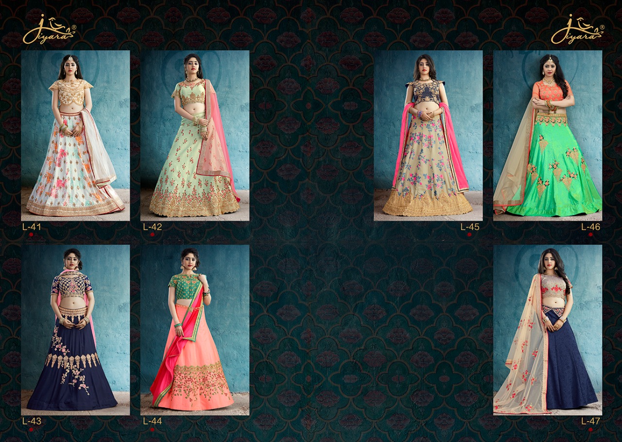 Jiyara fashion presenting jiyara L41 lehenga series exclusive designer garlish look collection of lehengha