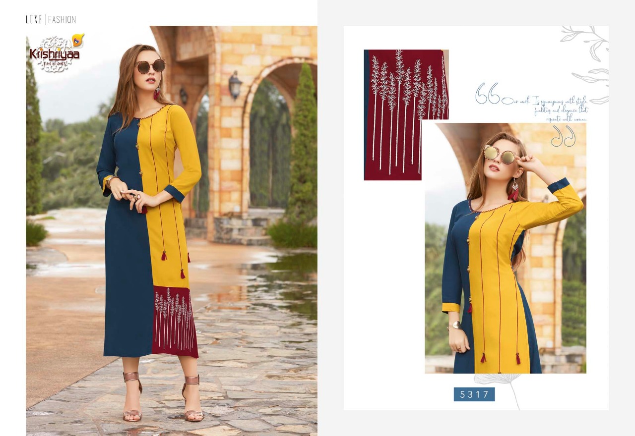 Krishriyaa fashion luxe vol 5 beautiful casual collection of kurtis