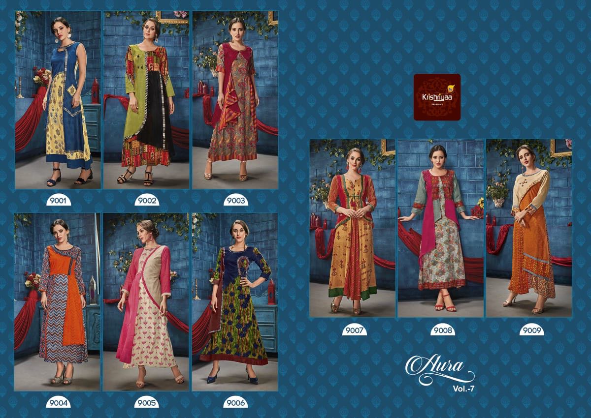 Krishriyaa fashion presents aura vol 7 semi casual fancy concept of kurtis