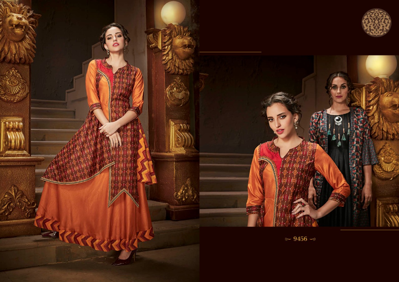 Krishriyaa fashion silk affair vol 5 mesmerising designer Gown concept kurtis collection