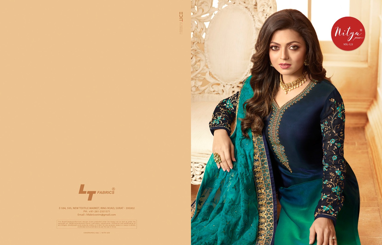 LT Fabrics nitya vol 123 beautiful heavy concept salwar kameez collection