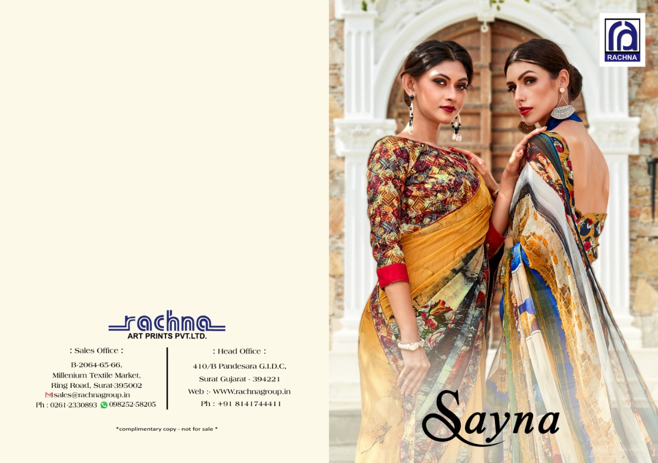 Rachna arts presents sayna beautiful casual printed sarees collection
