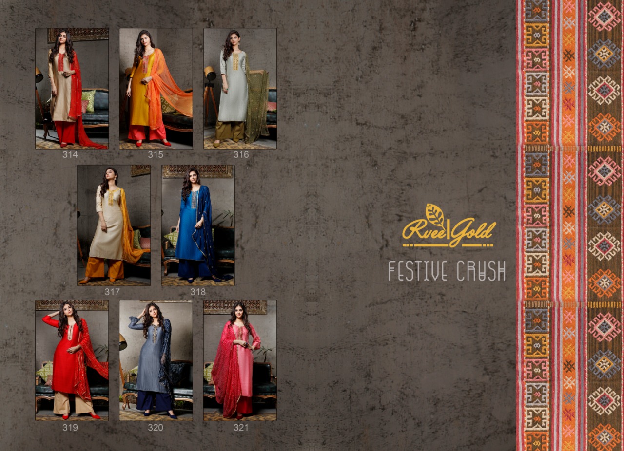 Rvee gold launch festive crush casual elegant look collection of salwar kameez
