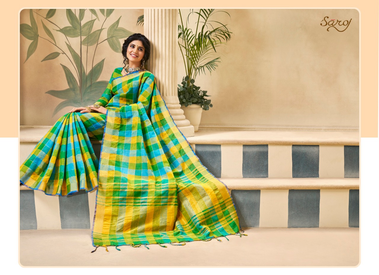 Saroj launch apple casual stylish linen cotton sarees concept