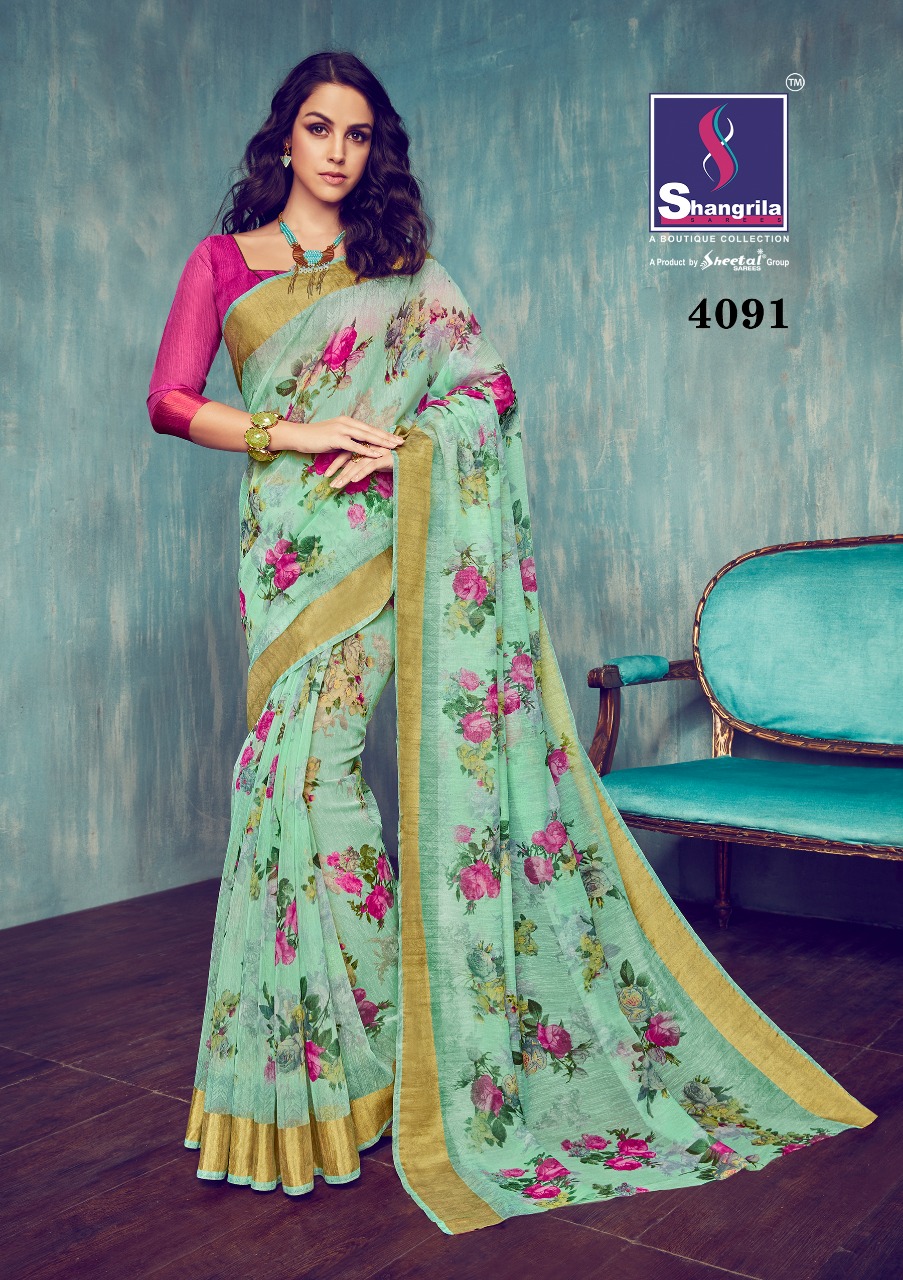 Shangrila presenting organza zari casual stylish trendy look sarees collection