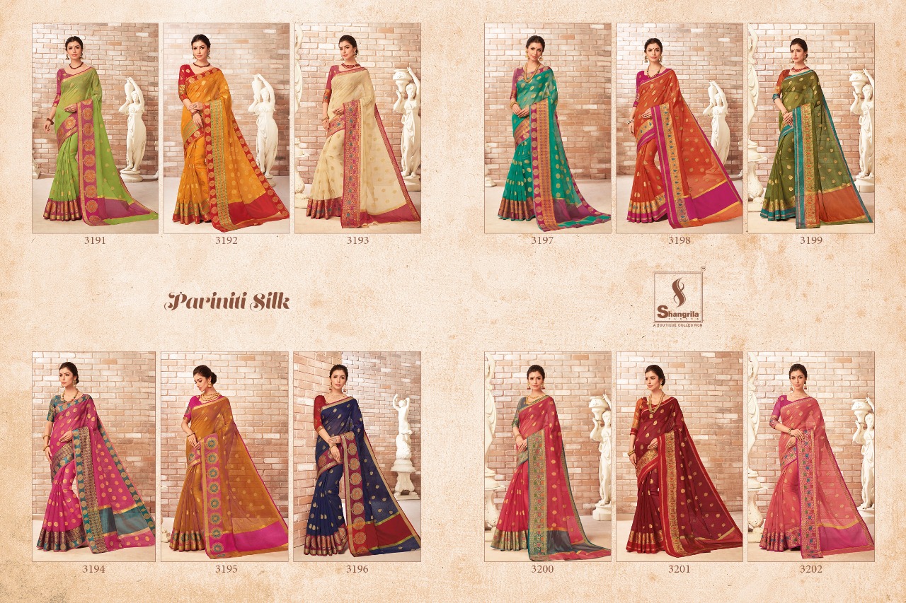 Shangrila presenting pariniti silk casual stylish trendy look sarees collection