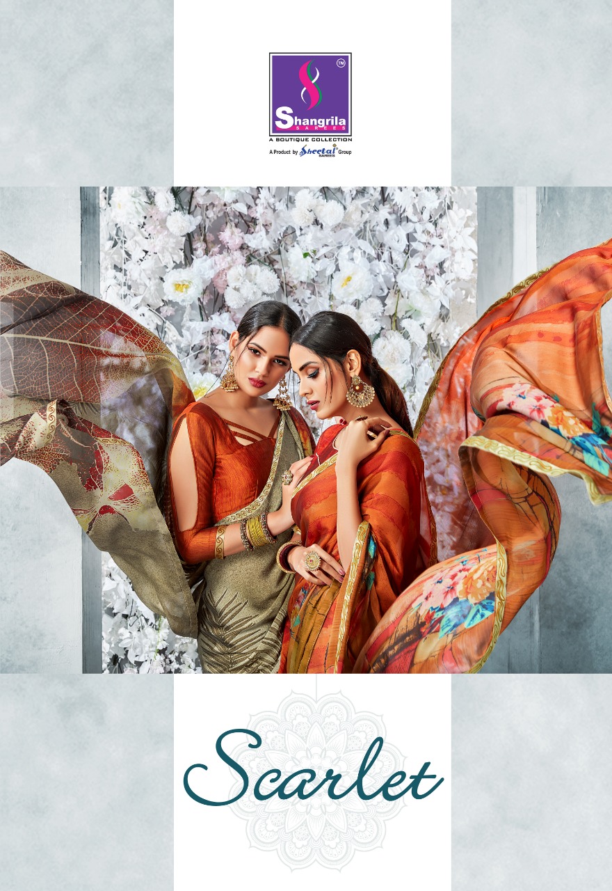 Shangrila Presenting scarlet fancy digital printed sarees collection