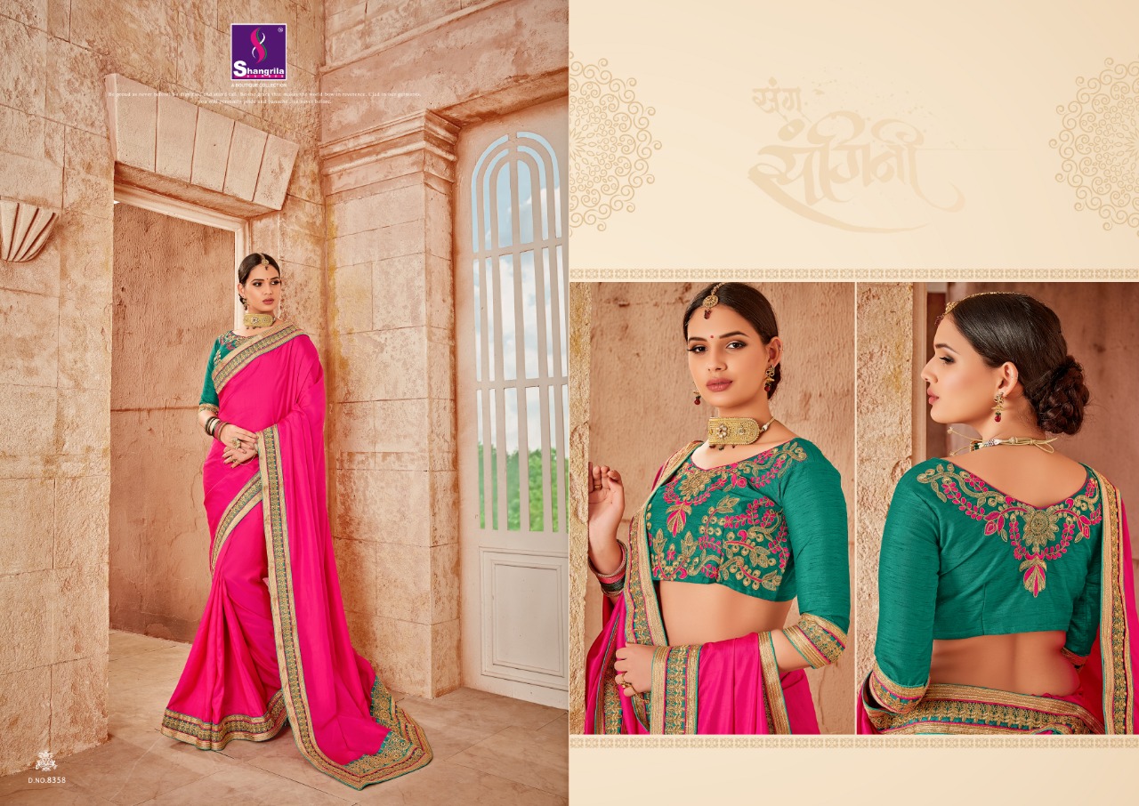 Shangrila ruby silk ethnic innovative designer wear Heavy concept sarees