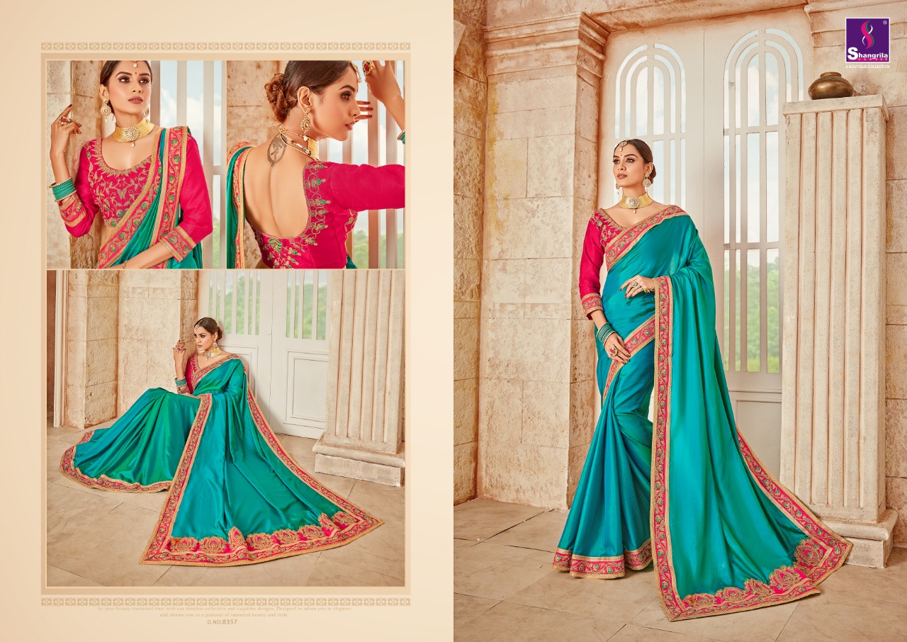 Shangrila ruby silk ethnic innovative designer wear Heavy concept sarees