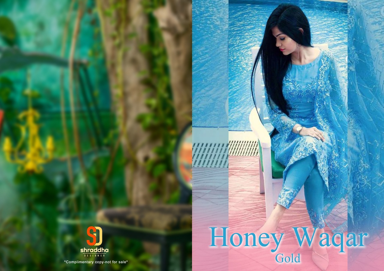 Shraddha designer presents honey waqar gold exclusive stylish wear salwar kameez concept