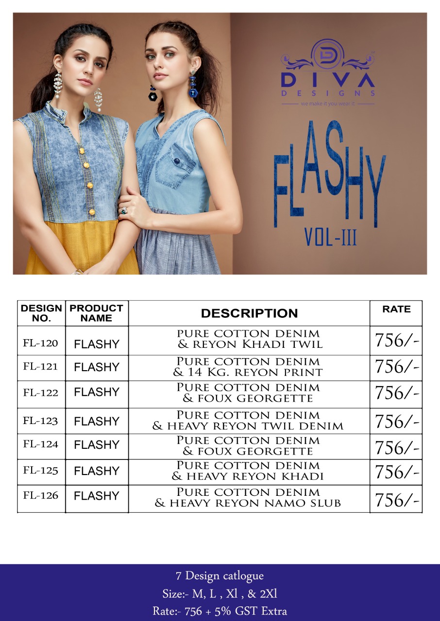 DIVA designer launch FLASHY vol 3 denim western look trendy kurtis concept