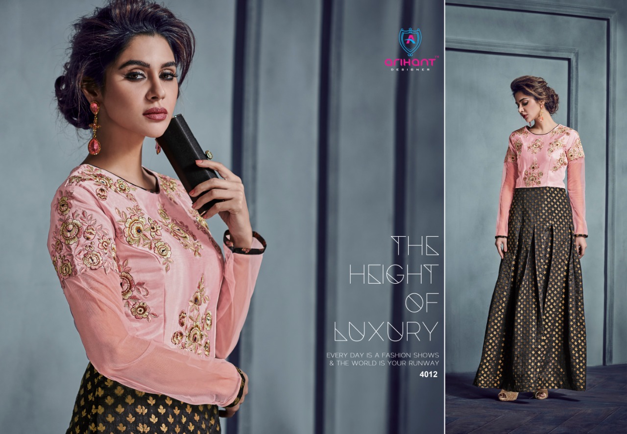 Arihant designer silky vol 2 exclusive party wear gown style kurti concept