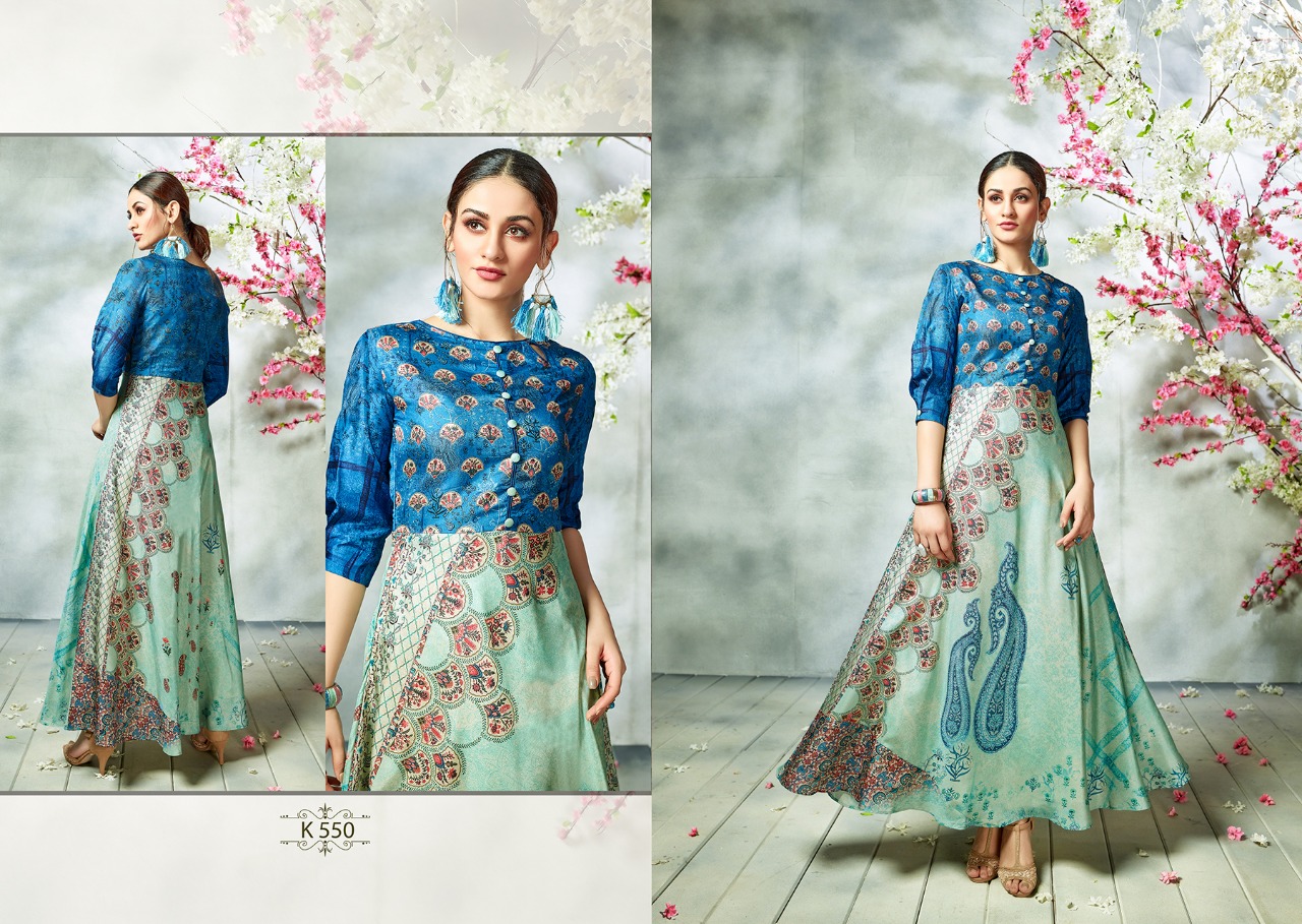 Eternal launch silk mode 2 beautiful ethnic wear gown style kurtis concept