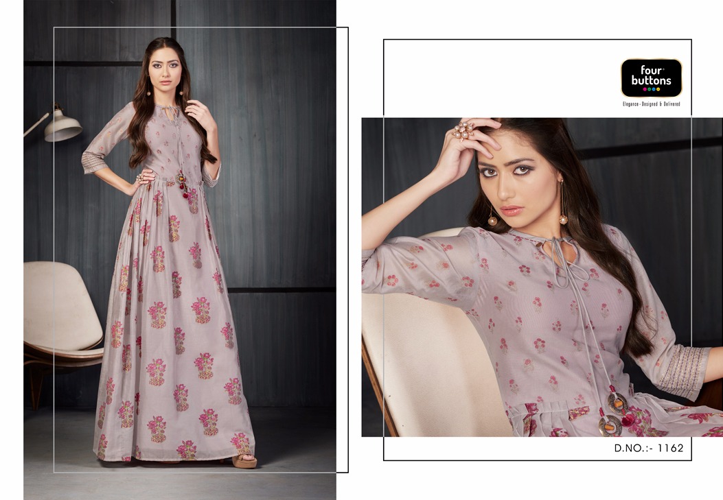 Four buttons coral Casual fancy gown Pattern kurtis collection