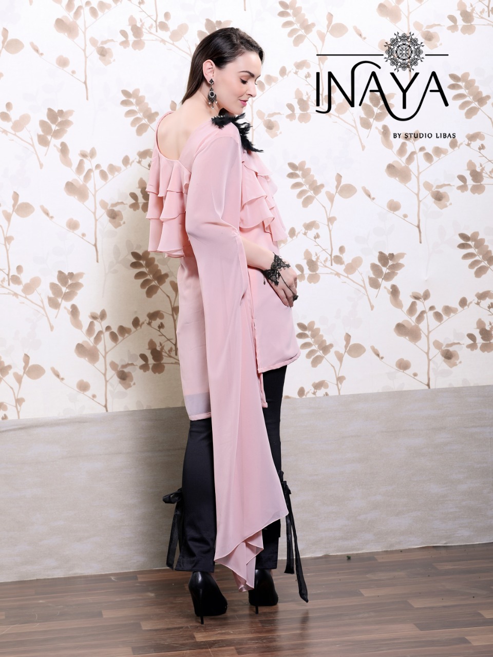 Inaya by studio libas presents luxury pret collection 9 stylish party wear tunic style kurti with cigarette pants concept