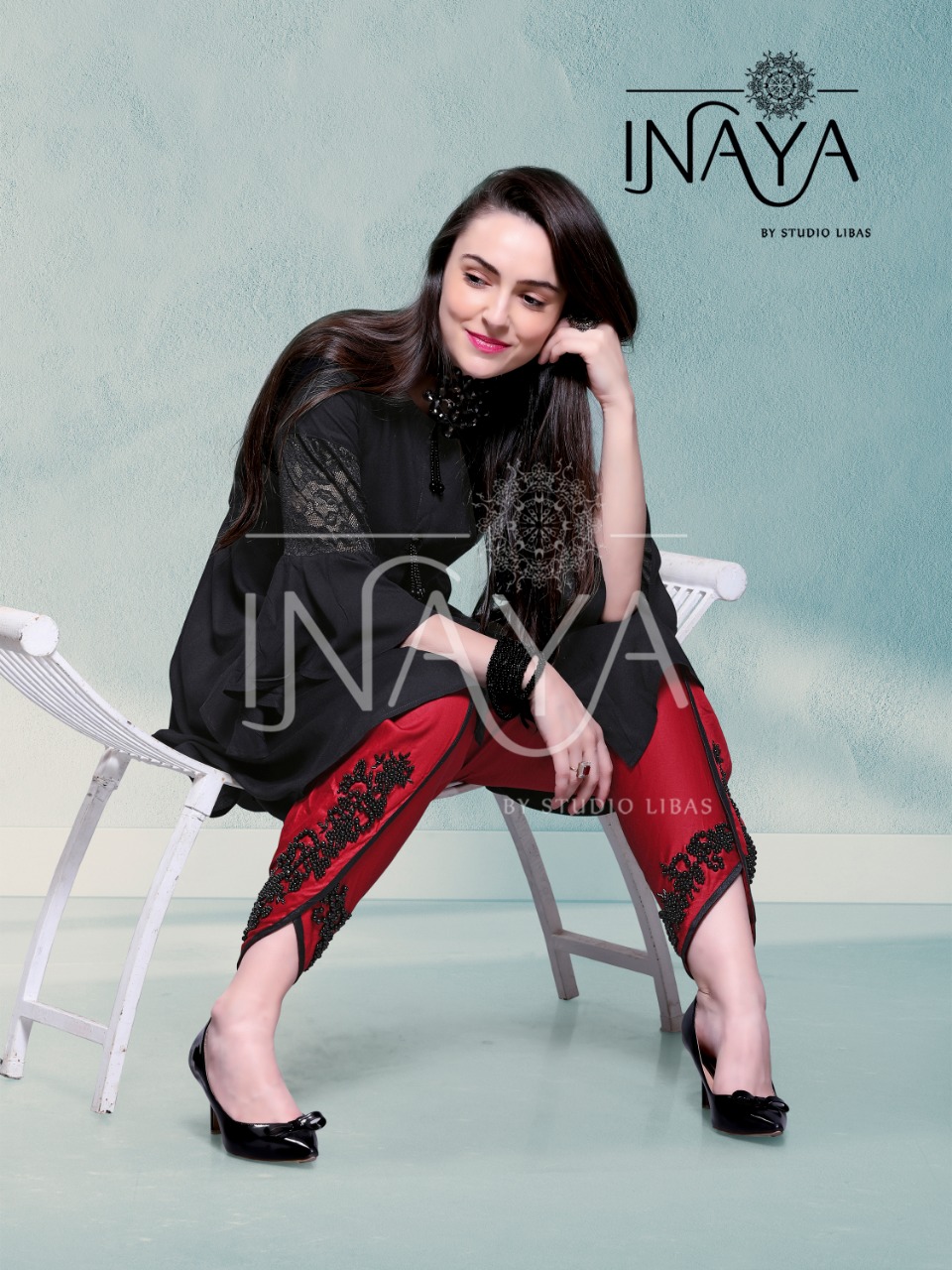 Inaya by studio libas presents luxury pret collection 7 Special designer festive collection of kurti style tunic with culottes pants concept