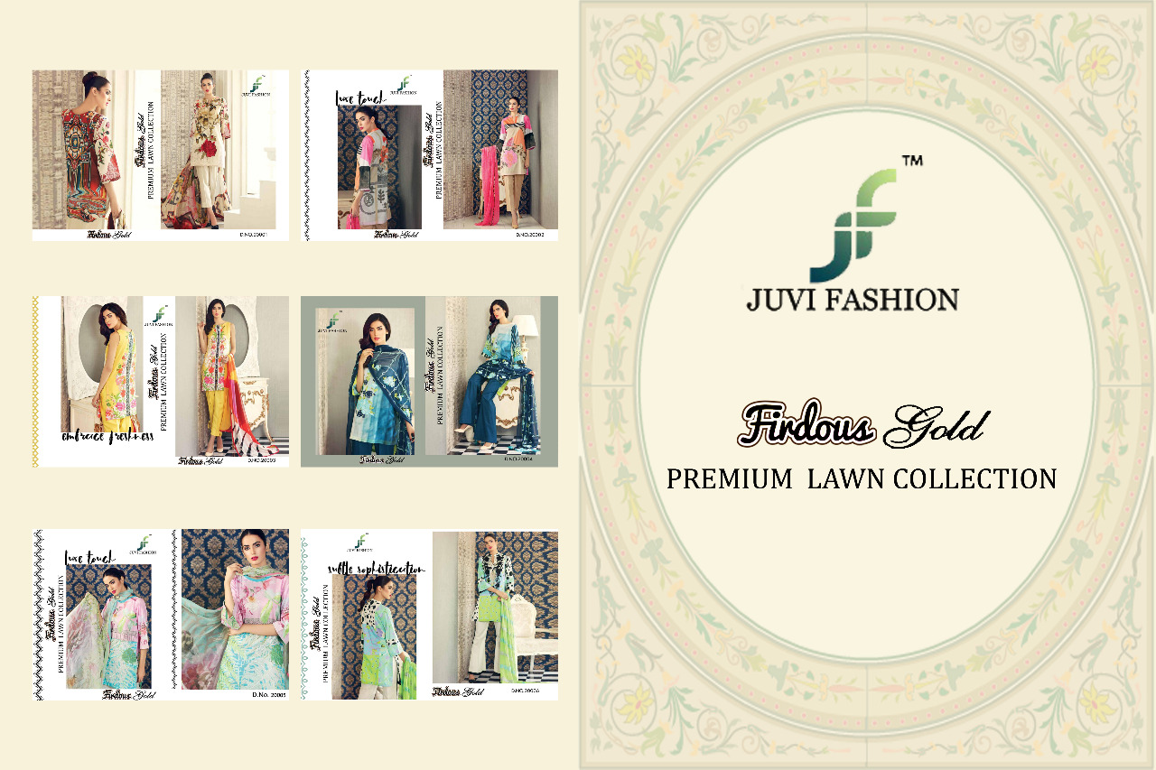 JUVI fashion presenting firdous gold premium lawn collection casual heavy collection of salwar kameez