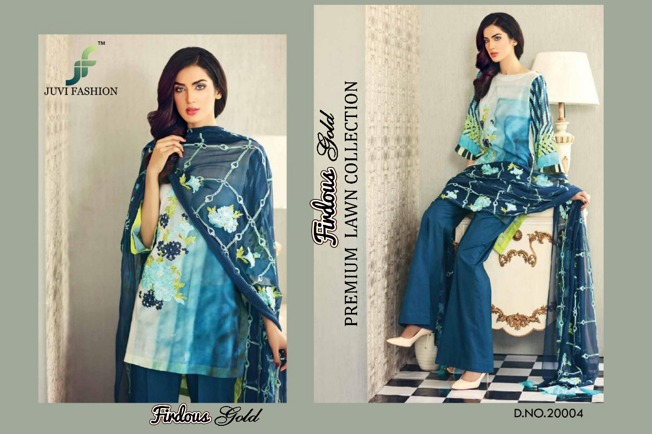 JUVI fashion presenting firdous gold premium lawn collection casual heavy collection of salwar kameez