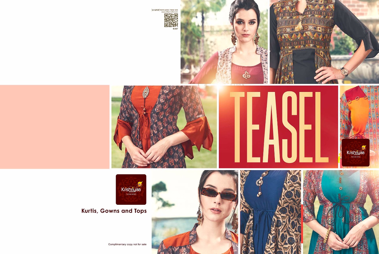 Krishriyaa fashion Teasel Special festive season stylish party wear kurtis concept