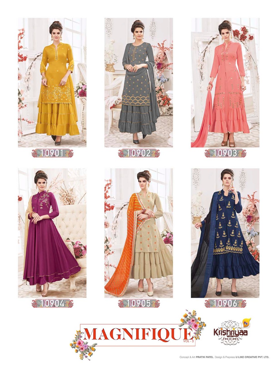 Krishriyaa presents magnifique vol 3 special festive season flaried gowns collection
