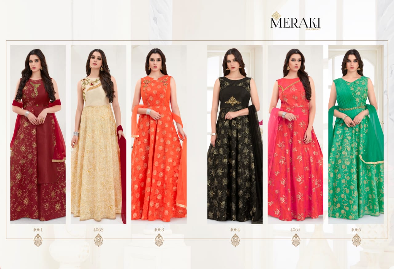 Meraki rangat by sanskar sarees Fancy party wear gowns concept